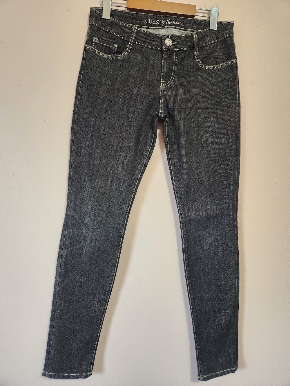 GUESS by Marciano Y2K Rhinestone McBling Dark Wash Jeans 27 2000s